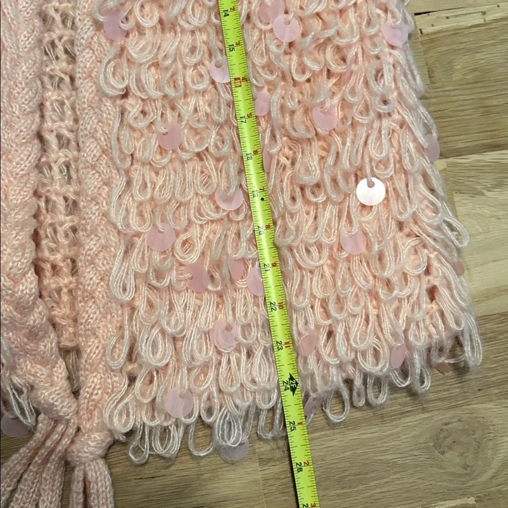 Main Strip Shaggy Lopped Knit & Sequin Pink Textured Cardigan Women’s M - Picture 7 of 13